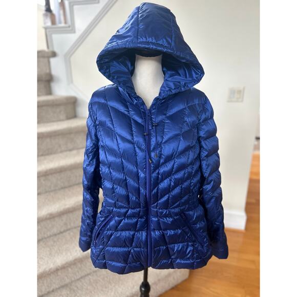 Lane Bryant Electric Cobalt Blue Down Fill Hooded Puffer Zip Jacket - Picture 1 of 6